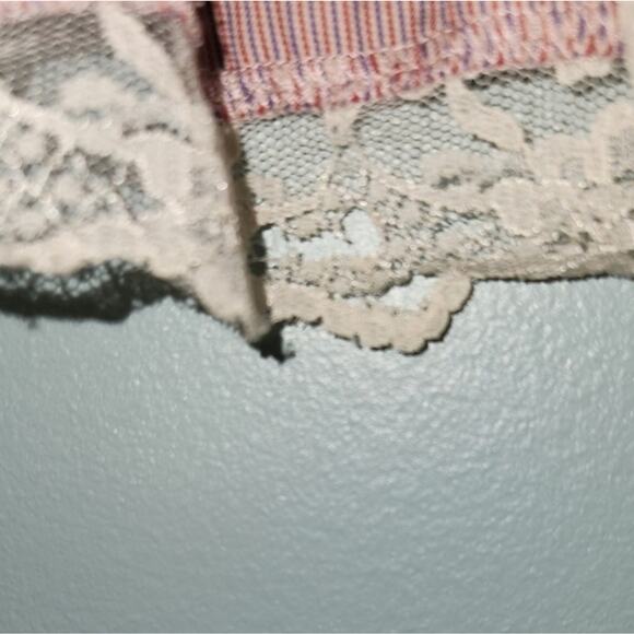 Odd Molly Boho Grey Skirt Lace Bottom Stripes Ribbon Waist Size 2 - Picture 5 of 15
